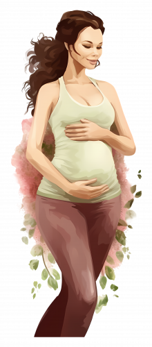 pregnant woman in leaf background